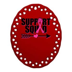 Support Squad Breast Cancer Awareness Pink Ribbon Ceramic Oval Ornament