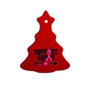 Support Squad Breast Cancer Awareness Pink Ribbon Ceramic Tree Ornament