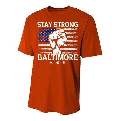 Stay Strong Baltimore White Raised Hand Fist Performance Sprint T-Shirt