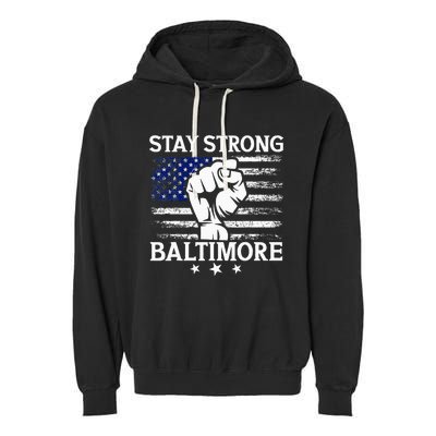 Stay Strong Baltimore White Raised Hand Fist Garment-Dyed Fleece Hoodie