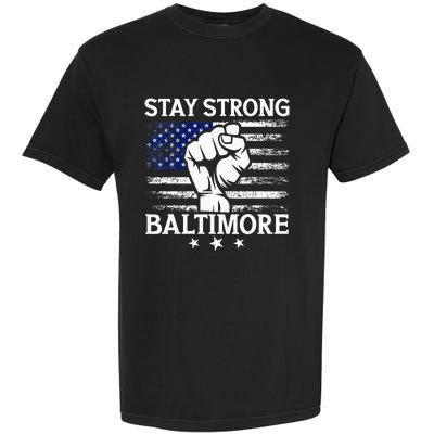 Stay Strong Baltimore White Raised Hand Fist Garment-Dyed Heavyweight T-Shirt