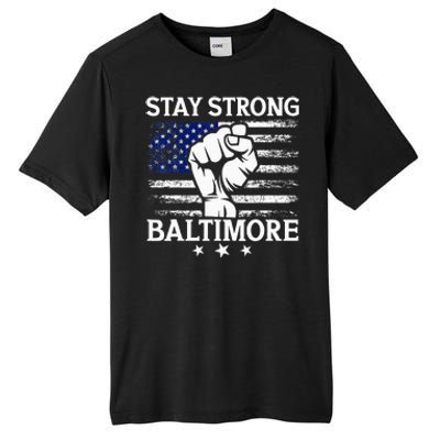 Stay Strong Baltimore White Raised Hand Fist Tall Fusion ChromaSoft Performance T-Shirt