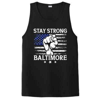 Stay Strong Baltimore White Raised Hand Fist PosiCharge Competitor Tank