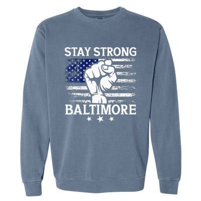 Stay Strong Baltimore White Raised Hand Fist Garment-Dyed Sweatshirt