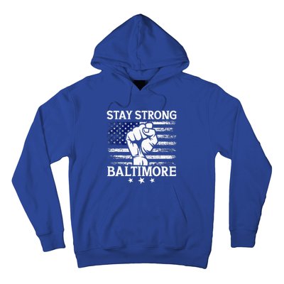 Stay Strong Baltimore White Raised Hand Fist Hoodie