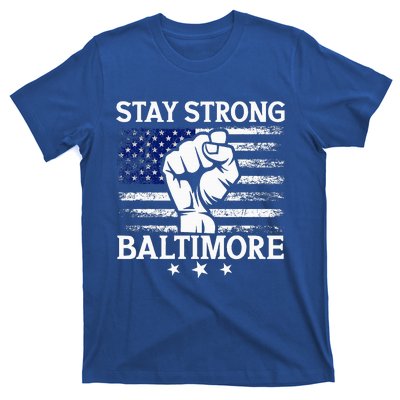 Stay Strong Baltimore White Raised Hand Fist T-Shirt