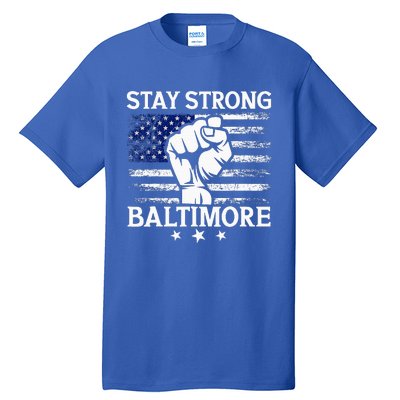 Stay Strong Baltimore White Raised Hand Fist Tall T-Shirt