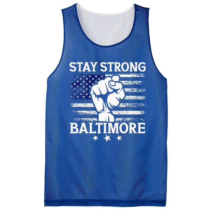 Stay Strong Baltimore White Raised Hand Fist Mesh Reversible Basketball Jersey Tank