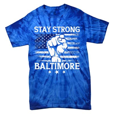 Stay Strong Baltimore White Raised Hand Fist Tie-Dye T-Shirt