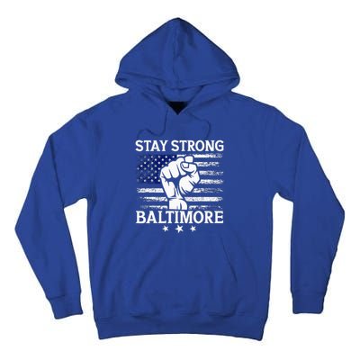 Stay Strong Baltimore White Raised Hand Fist Tall Hoodie