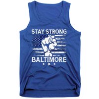 Stay Strong Baltimore White Raised Hand Fist Tank Top