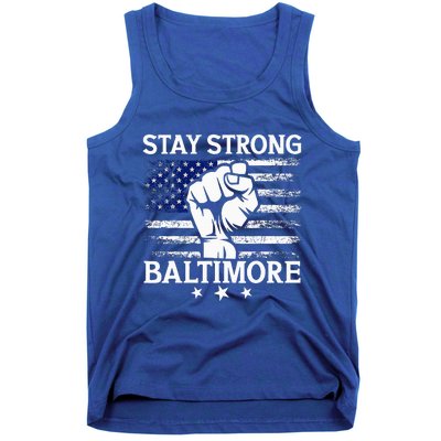 Stay Strong Baltimore White Raised Hand Fist Tank Top