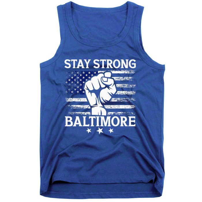 Stay Strong Baltimore White Raised Hand Fist Tank Top