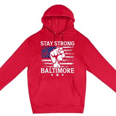 Stay Strong Baltimore White Raised Hand Fist Premium Pullover Hoodie