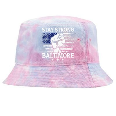 Stay Strong Baltimore White Raised Hand Fist Tie-Dyed Bucket Hat