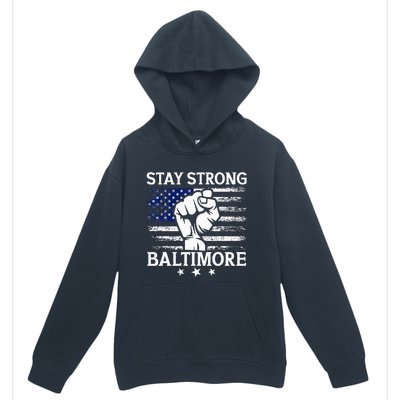 Stay Strong Baltimore White Raised Hand Fist Urban Pullover Hoodie