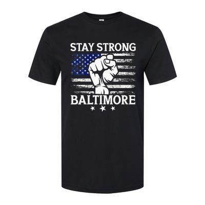 Stay Strong Baltimore White Raised Hand Fist Softstyle CVC T-Shirt