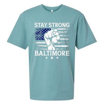 Stay Strong Baltimore White Raised Hand Fist Sueded Cloud Jersey T-Shirt