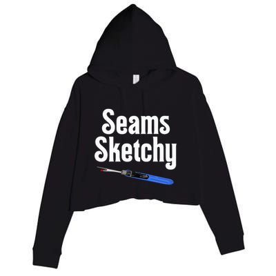 Seams Sketchy By Elonie Yoder For Coriander Quilts Crop Fleece Hoodie
