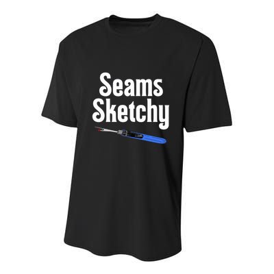 Seams Sketchy By Elonie Yoder For Coriander Quilts Youth Performance Sprint T-Shirt