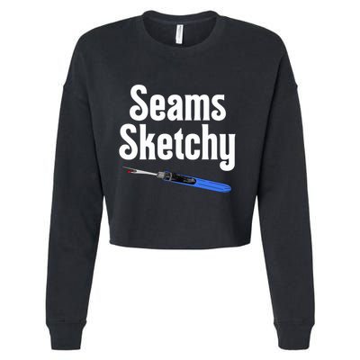 Seams Sketchy By Elonie Yoder For Coriander Quilts Cropped Pullover Crew