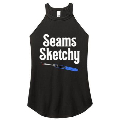 Seams Sketchy By Elonie Yoder For Coriander Quilts Women's Perfect Tri Rocker Tank