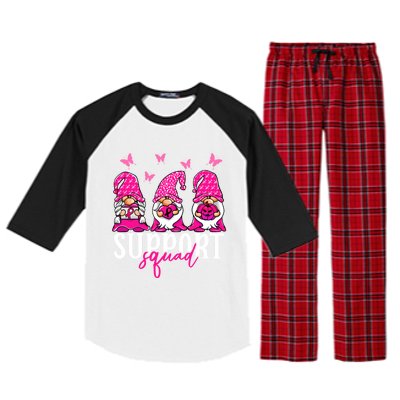 Support Squad Breast Cancer Gnome Support Squad Graphic Gift Raglan Sleeve Pajama Set