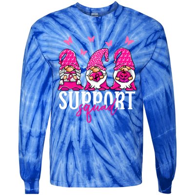 Support Squad Breast Cancer Gnome Support Squad Graphic Gift Tie-Dye Long Sleeve Shirt