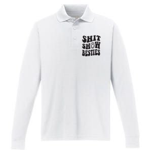 Shit Show Besties Performance Long Sleeve Polo