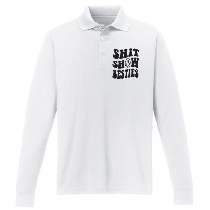 Shit Show Besties Performance Long Sleeve Polo