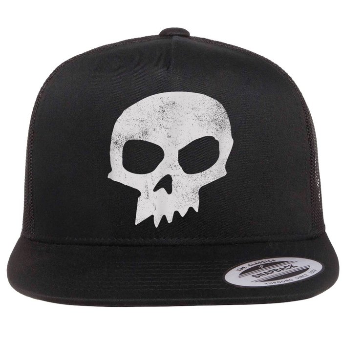 Sid Skull Black Flat Bill Trucker Hat