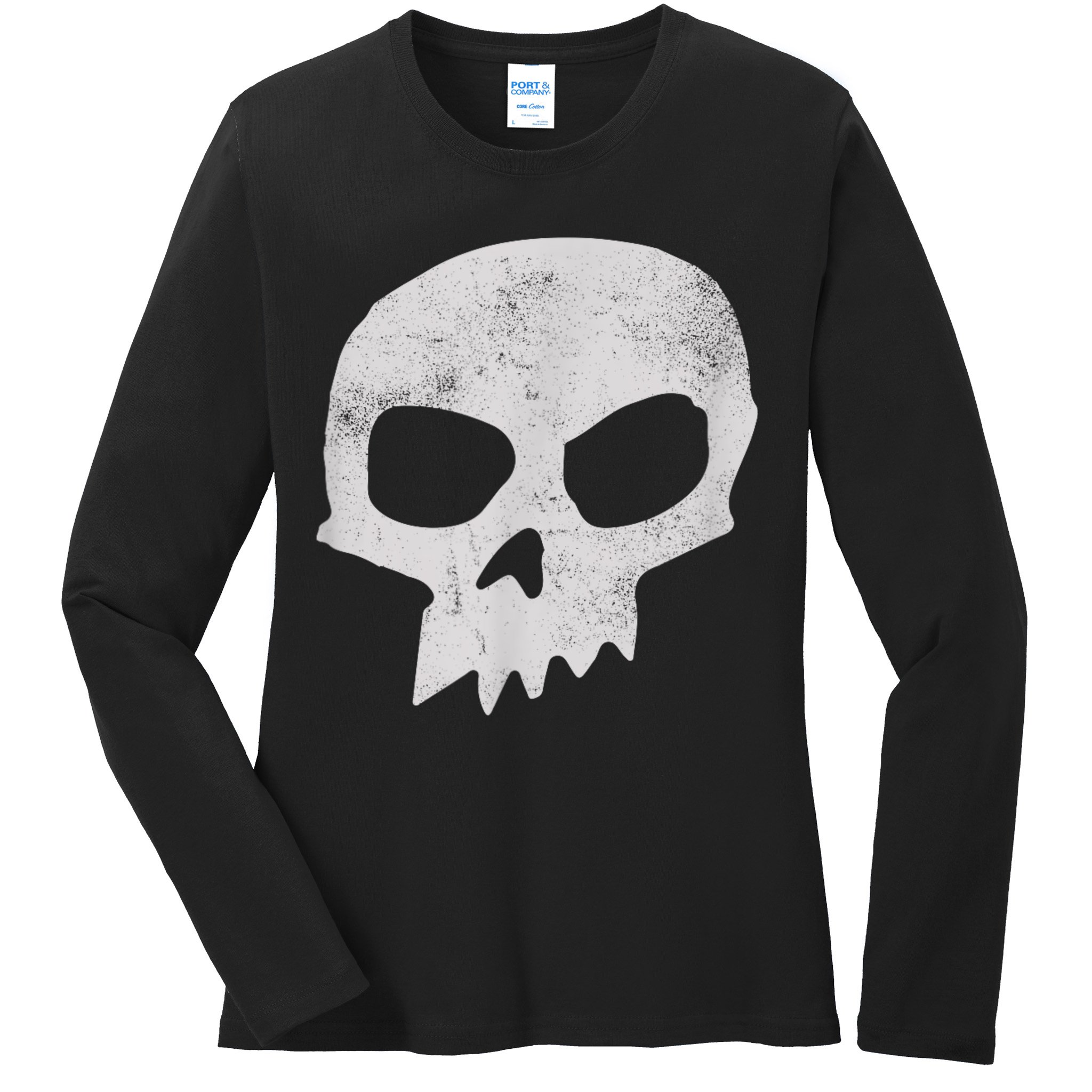 Sid Skull Black Ladies Long Sleeve Shirt