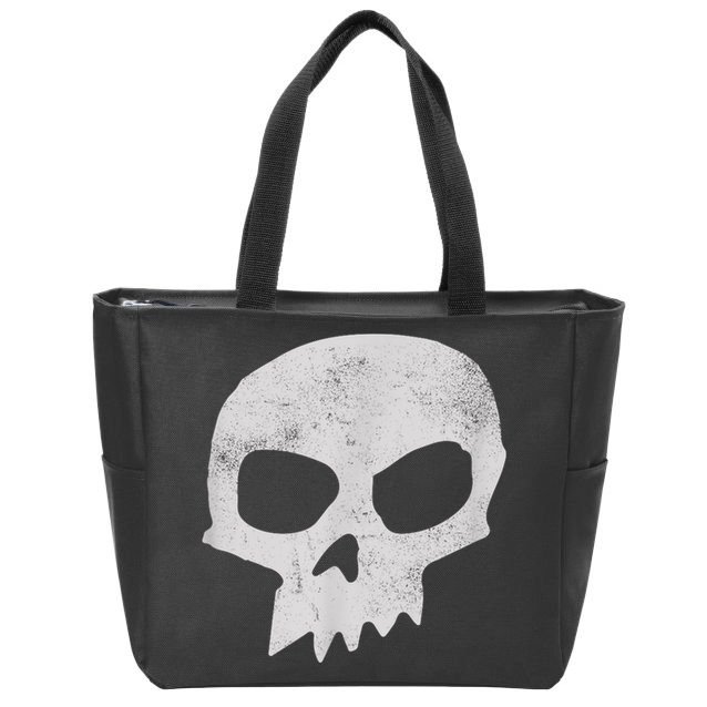 Sid Skull Black Zip Tote Bag