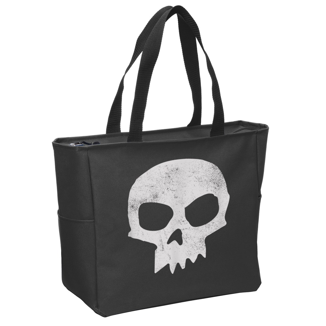 Sid Skull Black Zip Tote Bag