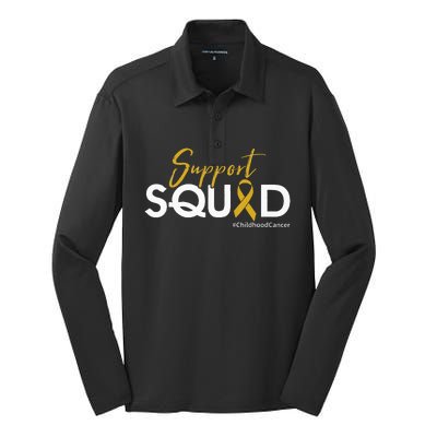 Support Squad Childhood Cancer Awareness Silk Touch Performance Long Sleeve Polo