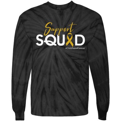 Support Squad Childhood Cancer Awareness Tie-Dye Long Sleeve Shirt