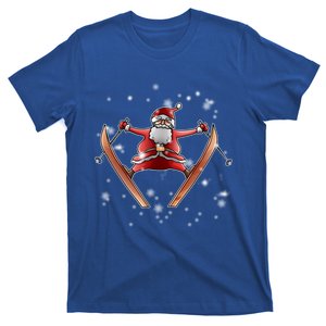 Skiing Santa Christmas Ski Winter Sport Xmas Pajama Skier Gift T-Shirt