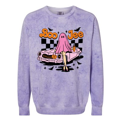 Spooky Season Cute Ghost Boo Jee Halloween Costume Gift Colorblast Crewneck Sweatshirt