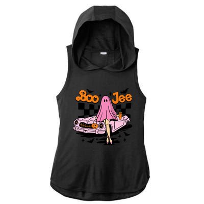 Spooky Season Cute Ghost Boo Jee Halloween Costume Gift Ladies PosiCharge Tri-Blend Wicking Draft Hoodie Tank