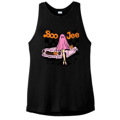 Spooky Season Cute Ghost Boo Jee Halloween Costume Gift Ladies PosiCharge Tri-Blend Wicking Tank