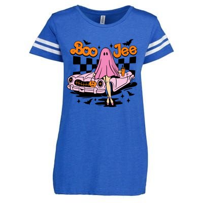 Spooky Season Cute Ghost Boo Jee Halloween Costume Gift Enza Ladies Jersey Football T-Shirt