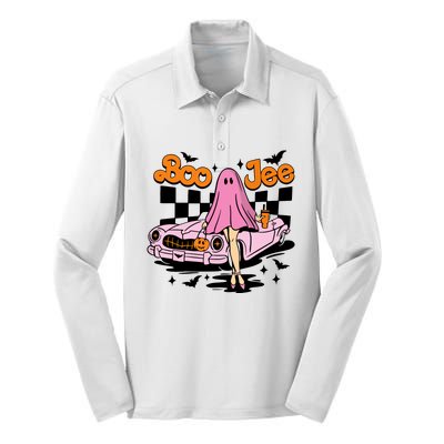 Spooky Season Cute Ghost Boo Jee Halloween Costume Gift Silk Touch Performance Long Sleeve Polo