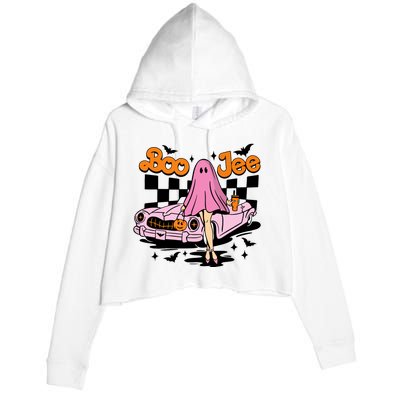 Spooky Season Cute Ghost Boo Jee Halloween Costume Gift Crop Fleece Hoodie