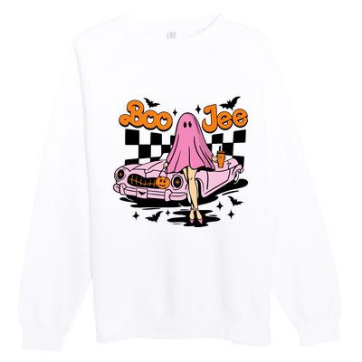 Spooky Season Cute Ghost Boo Jee Halloween Costume Gift Premium Crewneck Sweatshirt