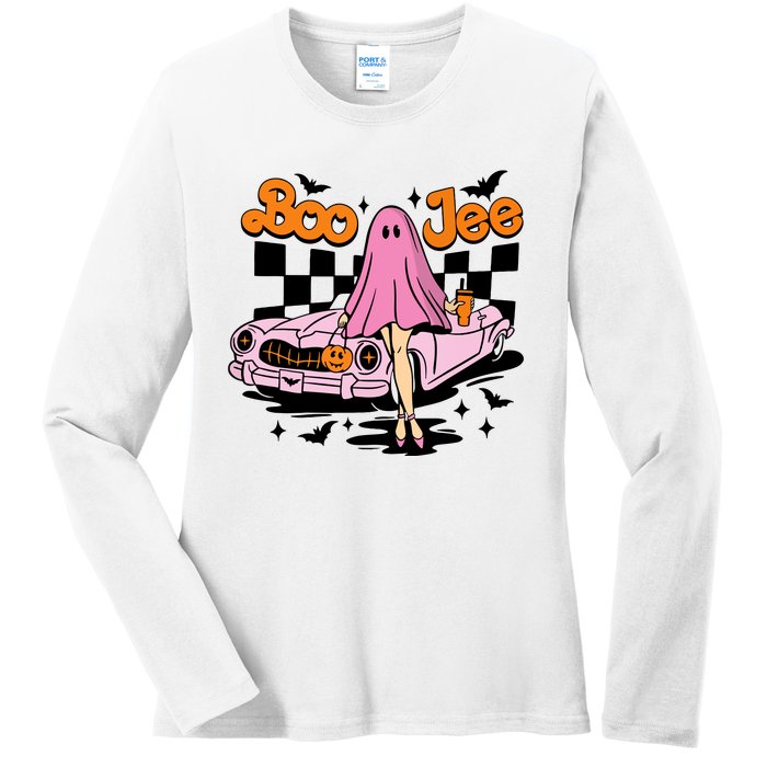 Spooky Season Cute Ghost Boo Jee Halloween Costume Gift Ladies Long Sleeve Shirt