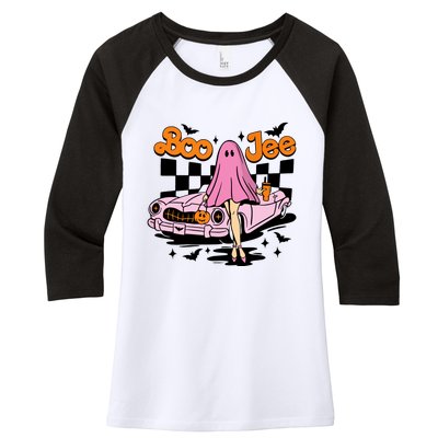 Spooky Season Cute Ghost Boo Jee Halloween Costume Gift Women's Tri-Blend 3/4-Sleeve Raglan Shirt