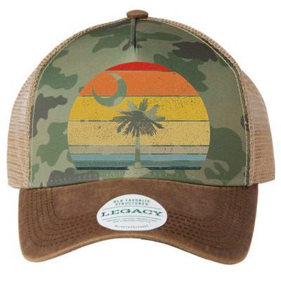 Sunset South Carolina Flag Palmetto Tree Crescent Moon Legacy Tie Dye Trucker Hat