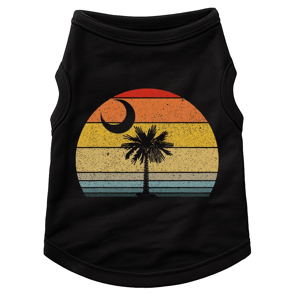 Sunset South Carolina Flag Palmetto Tree Crescent Moon Doggie Tank