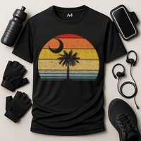 Sunset South Carolina Flag Palmetto Tree Crescent Moon Cooling Performance Crew T-Shirt