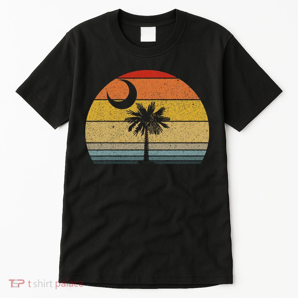 Sunset South Carolina Flag Palmetto Tree Crescent Moon Tall T-Shirt